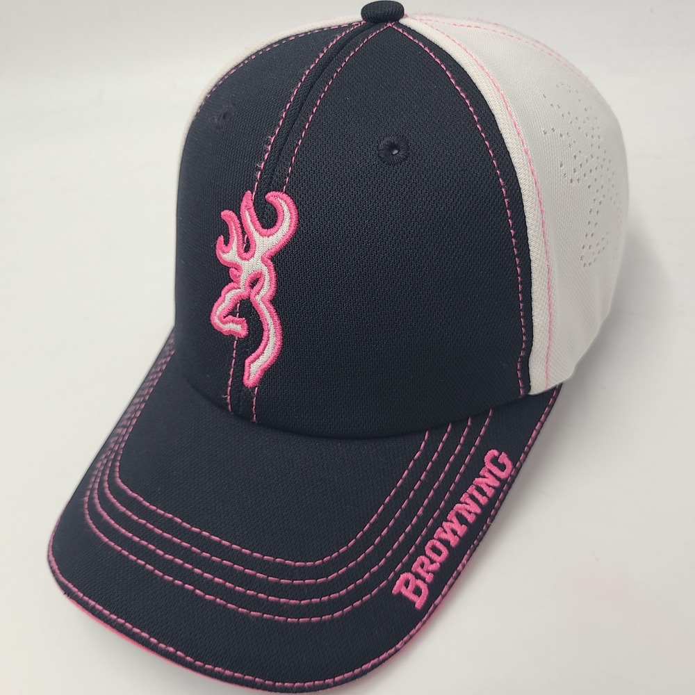 Women Browning Hat Adjustable Black Pink White Buckmark Logo Hunting Outdoors